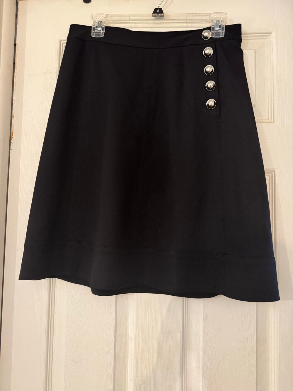 WHITE HOUSE BLACK MARKET Black Side Button A-Line Skirt Sailor Style – Size 6